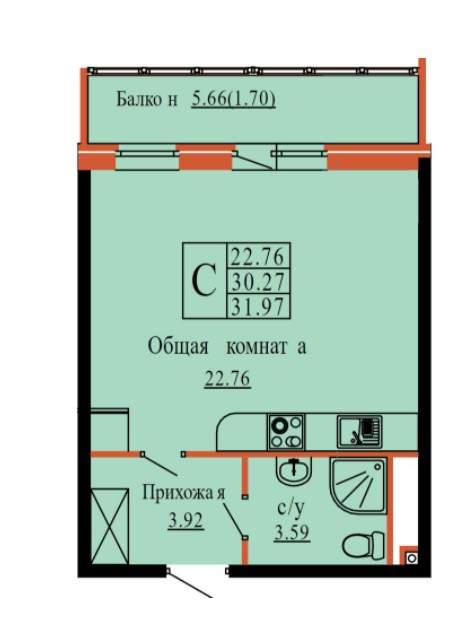 Продажа 1-комнатной квартиры, Новороссийск, Хворостянского улица,  д.1