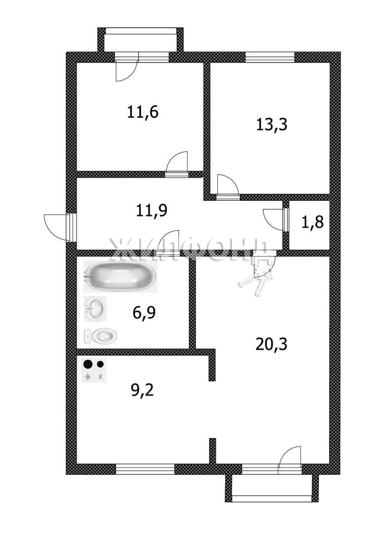 Продажа 3-комнатной квартиры, Барнаул, Максима Горького улица,  д.67