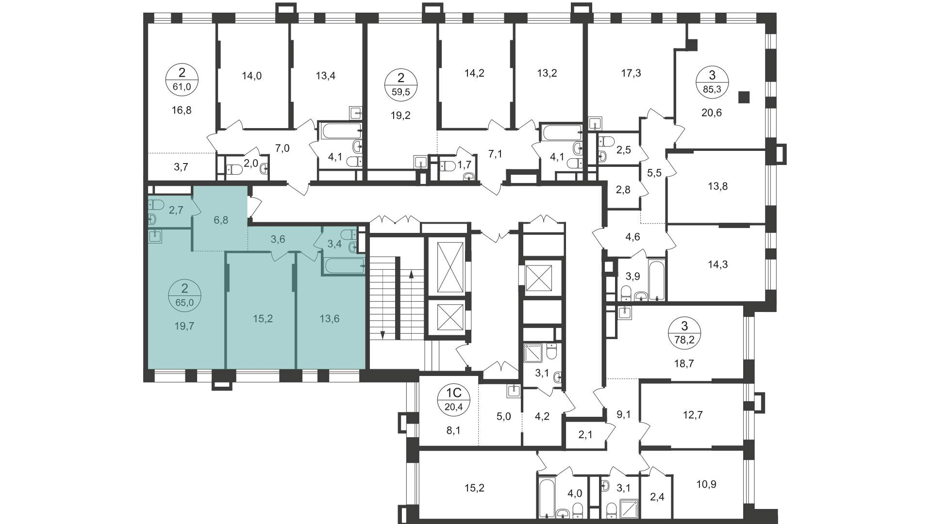 Продажа 2-комнатной новостройки, Московский, 7 фаза,  д.к1