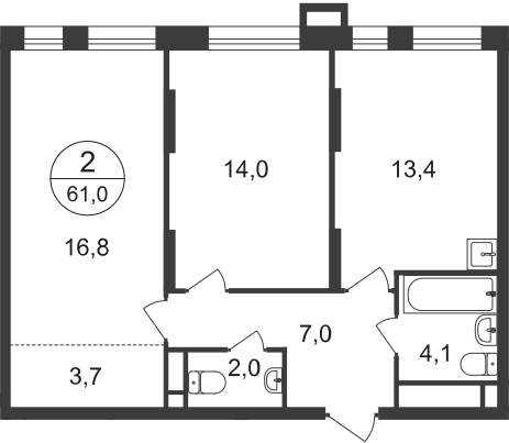 Продажа 2-комнатной новостройки, Московский, 7 фаза,  д.к1