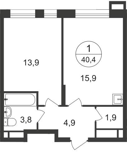 Продажа 1-комнатной новостройки, Московский, 7 фаза,  д.к1