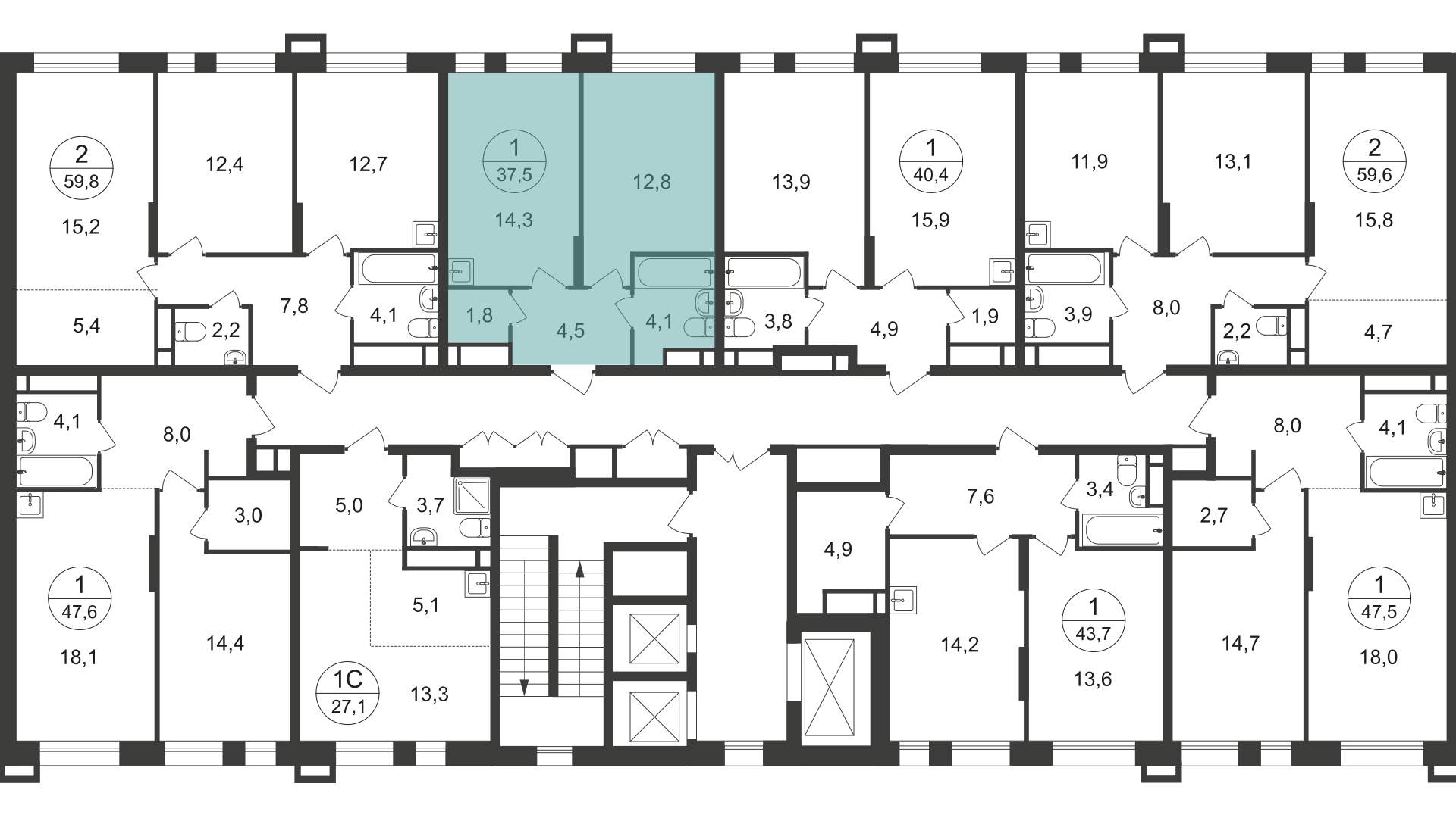 Продажа 1-комнатной новостройки, Московский, 7 фаза,  д.к1