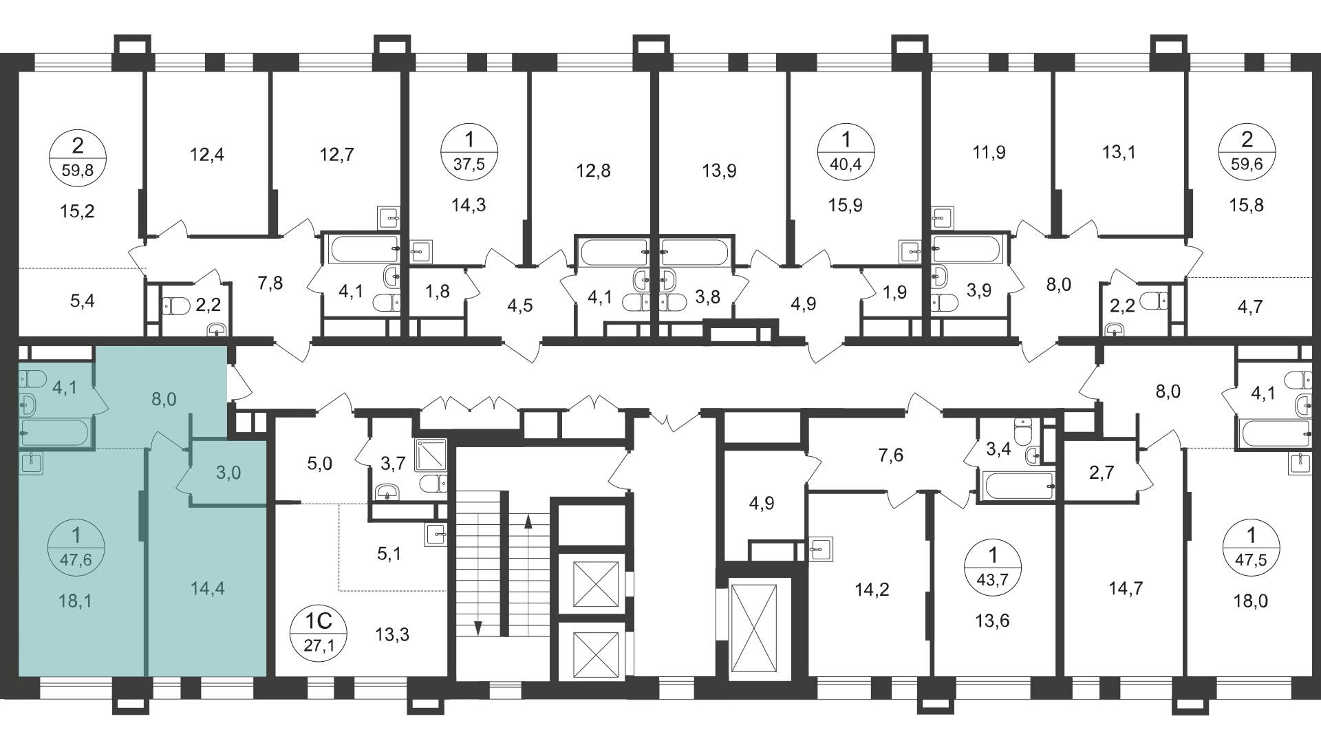 Продажа 1-комнатной новостройки, Московский, 7 фаза,  д.к1