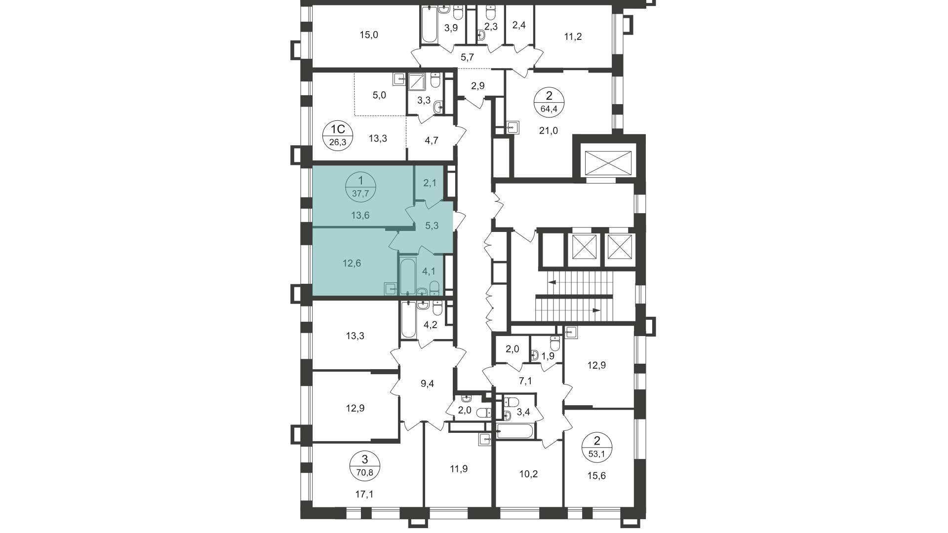 Продажа 1-комнатной новостройки, Московский, 7 фаза,  д.к1