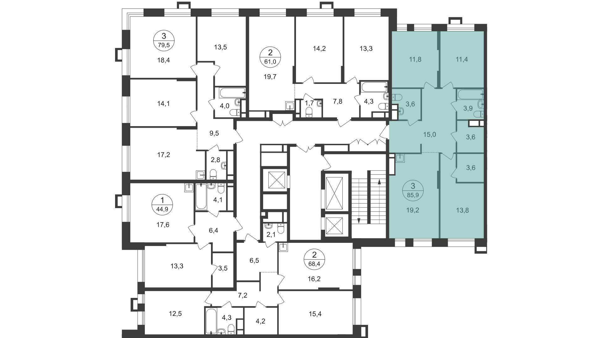 Продажа 3-комнатной новостройки, Московский, 7 фаза,  д.к1