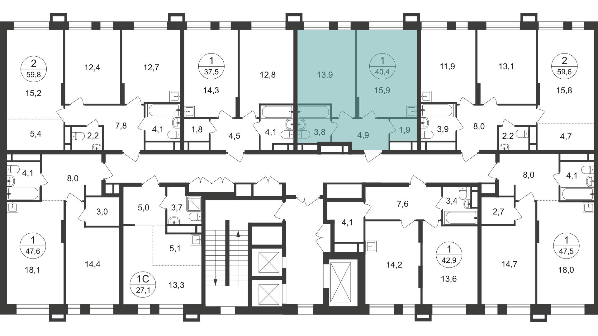 Продажа 1-комнатной новостройки, Московский, 7 фаза,  д.к1