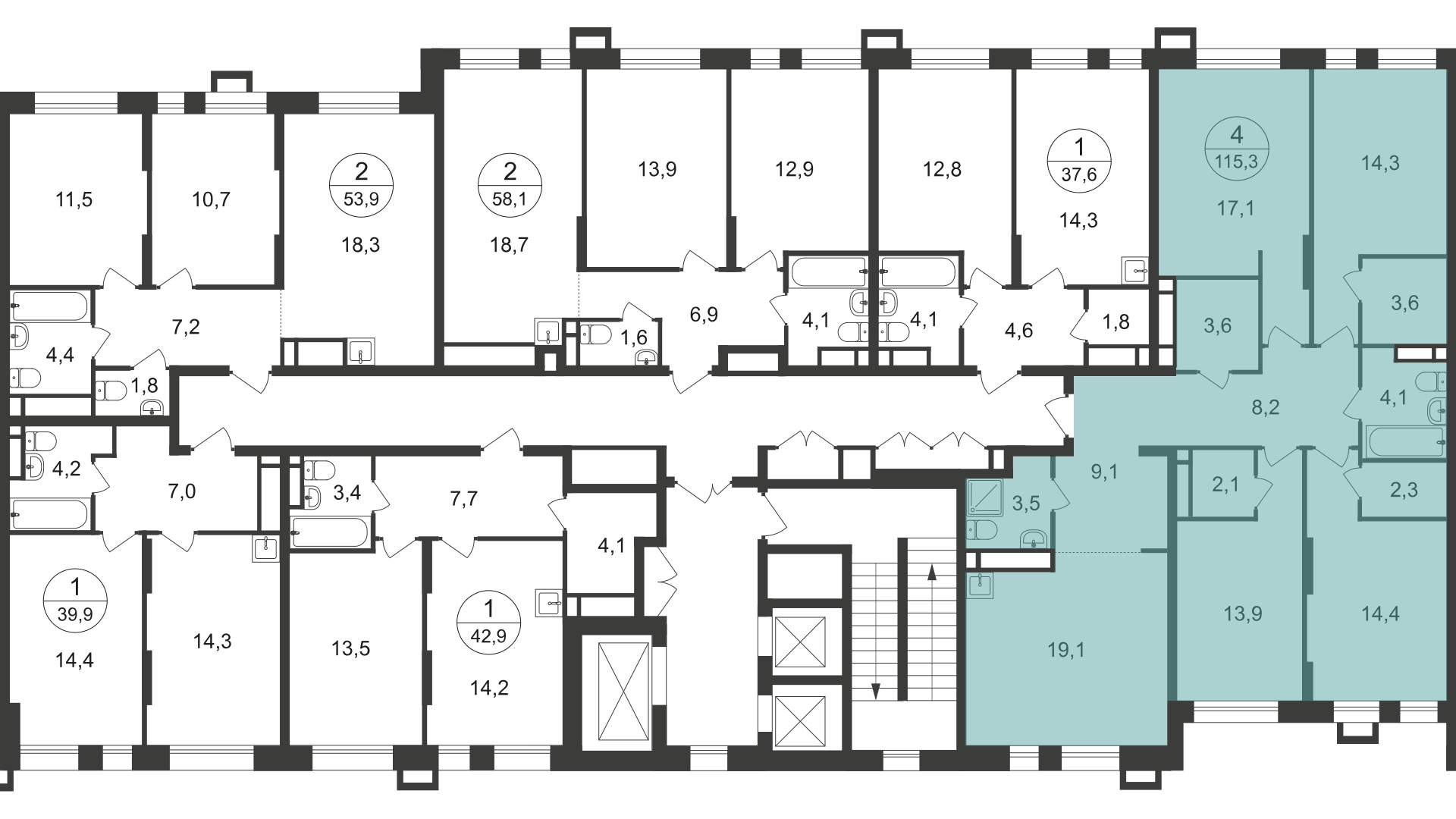 Продажа 4-комнатной новостройки, Московский, 7 фаза,  д.к1