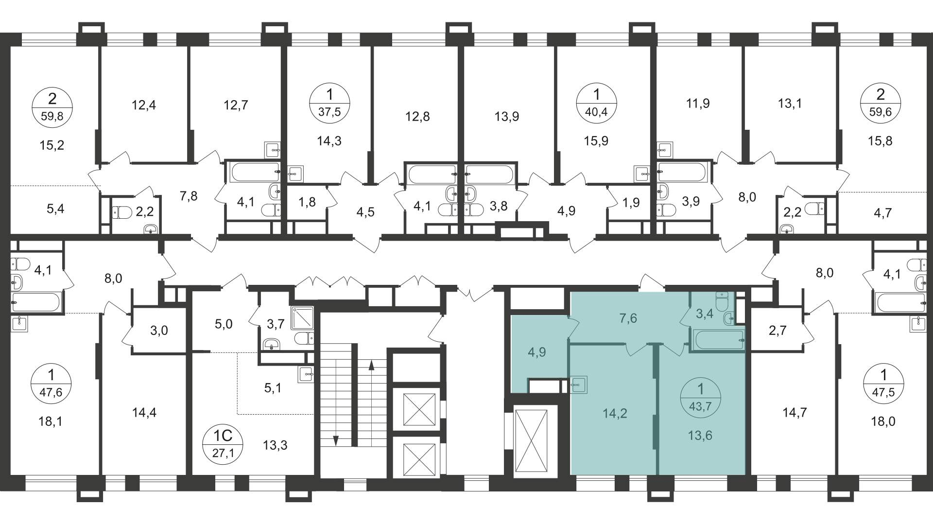 Продажа 1-комнатной новостройки, Московский, 7 фаза,  д.к1