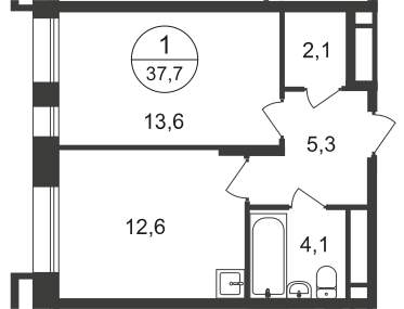 Продажа 1-комнатной новостройки, Московский, 7 фаза,  д.к1