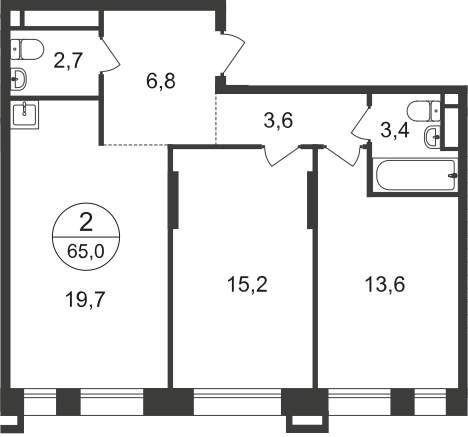 Продажа 2-комнатной новостройки, Московский, 7 фаза,  д.к1