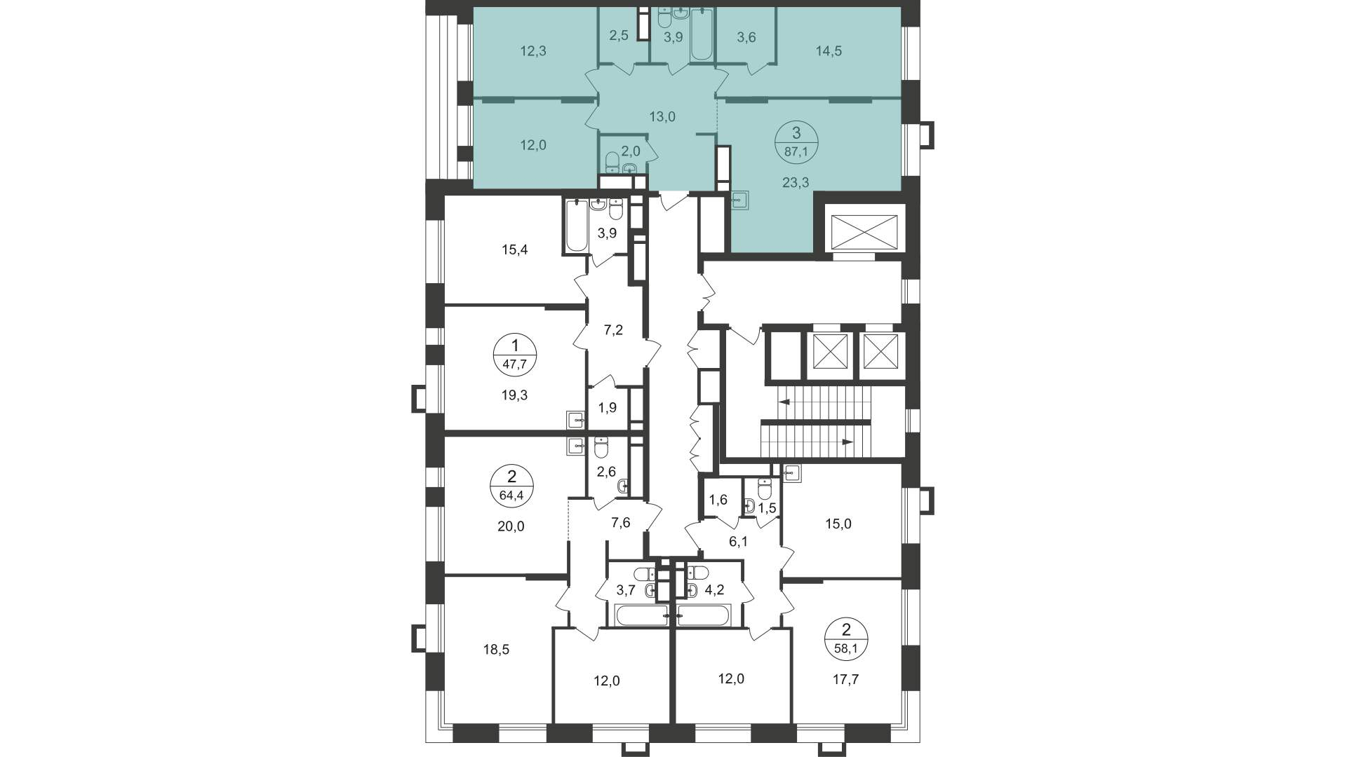 Продажа 3-комнатной новостройки, Московский, 7 фаза,  д.к1