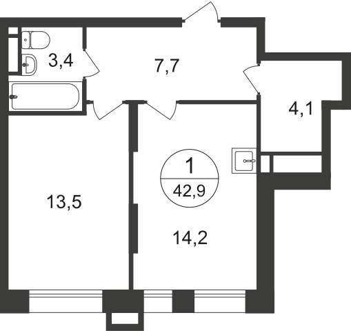 Продажа 1-комнатной новостройки, Московский, 7 фаза,  д.к1