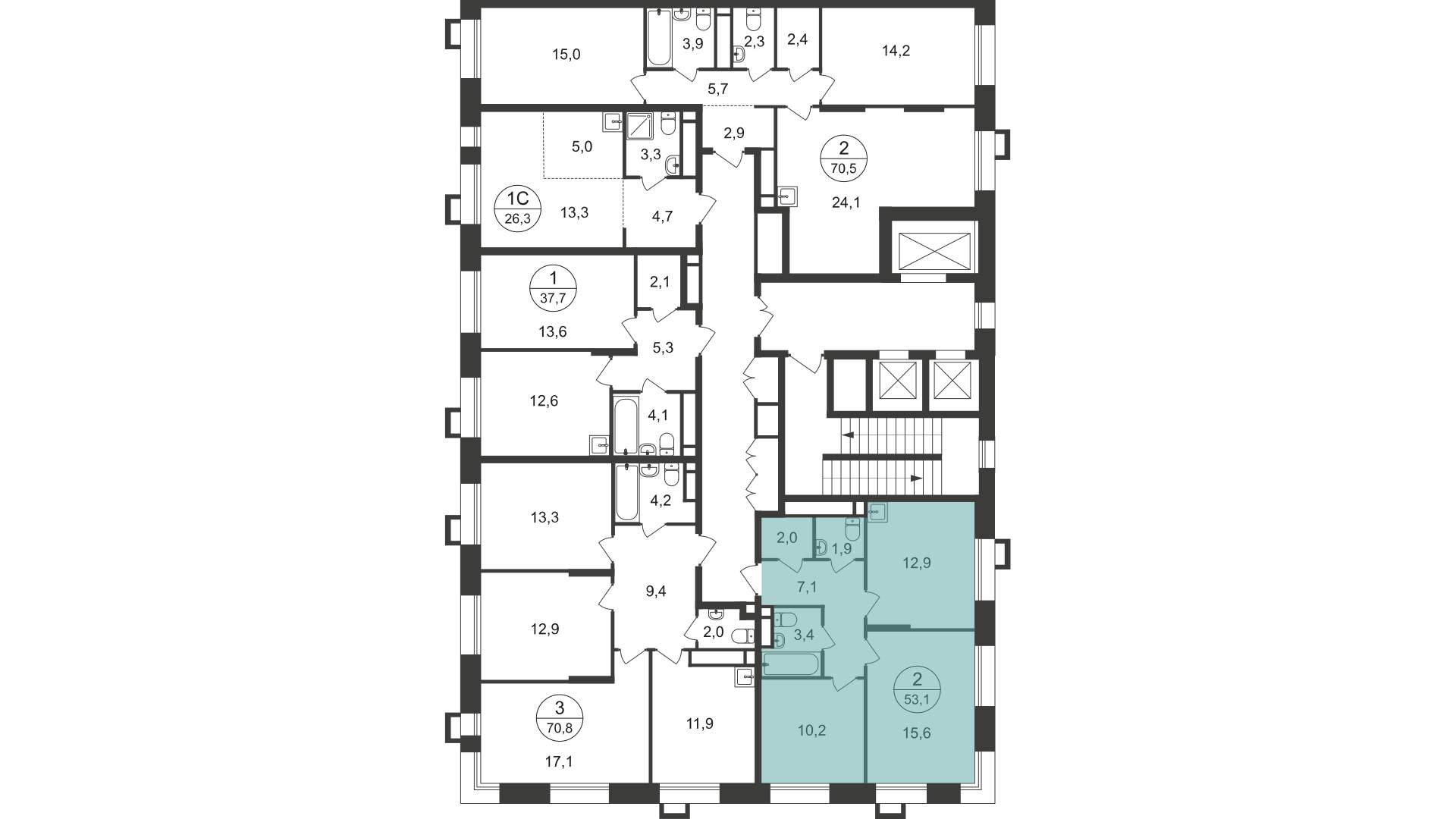 Продажа 2-комнатной новостройки, Московский, 7 фаза,  д.к1