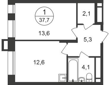 Продажа 1-комнатной новостройки, Московский, 7 фаза,  д.к1