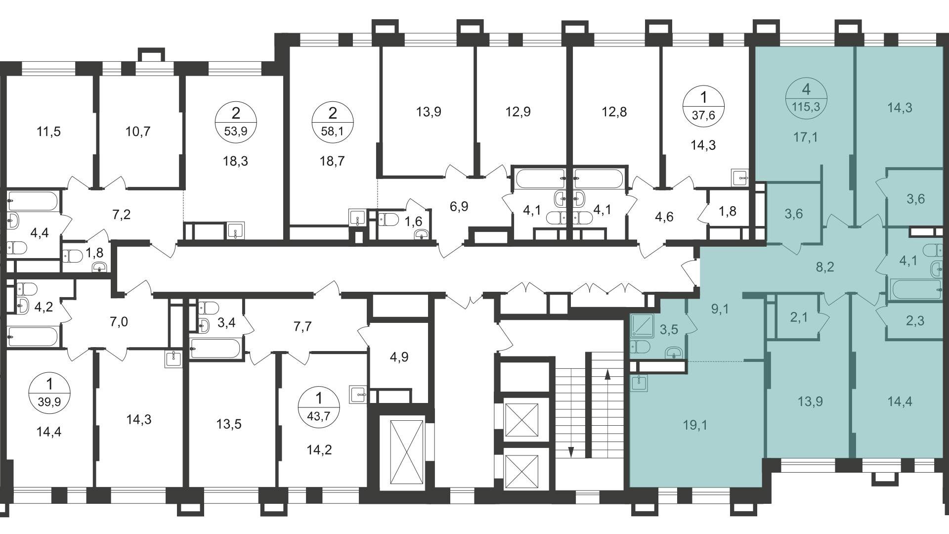 Продажа 4-комнатной новостройки, Московский, 7 фаза,  д.к1