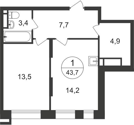 Продажа 1-комнатной новостройки, Московский, 7 фаза,  д.к1