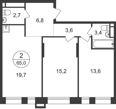 Продажа 2-комнатной новостройки, Московский, 7 фаза,  д.к1