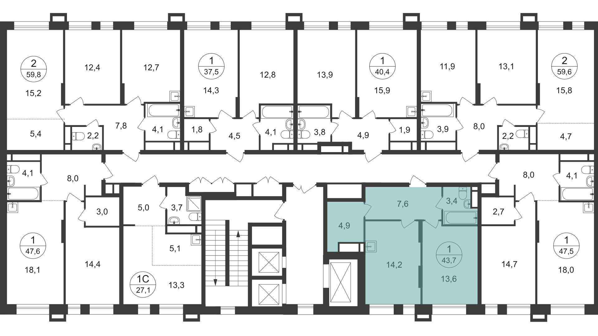 Продажа 1-комнатной новостройки, Московский, 7 фаза,  д.к1