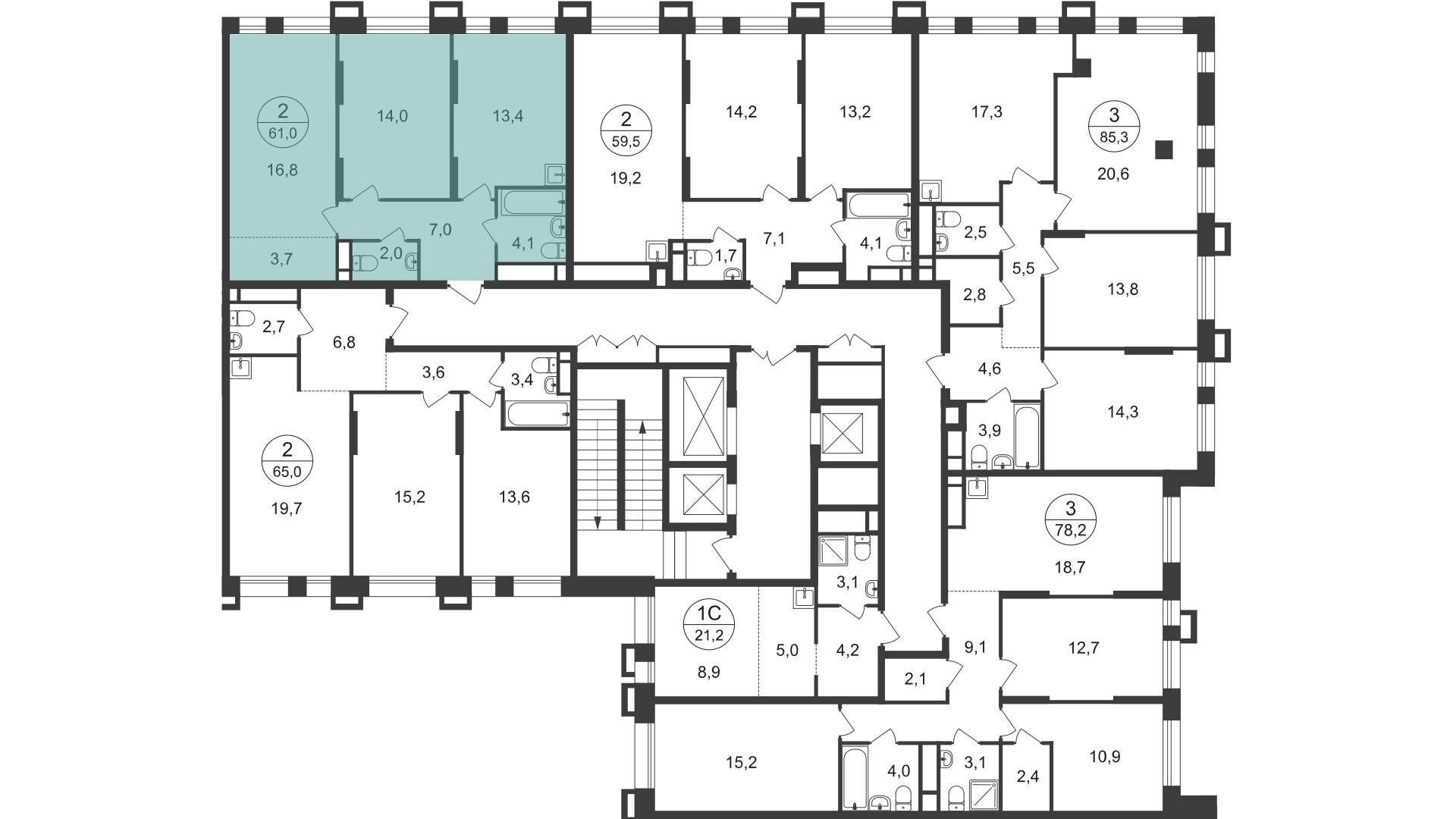 Продажа 2-комнатной новостройки, Московский, 7 фаза,  д.к1