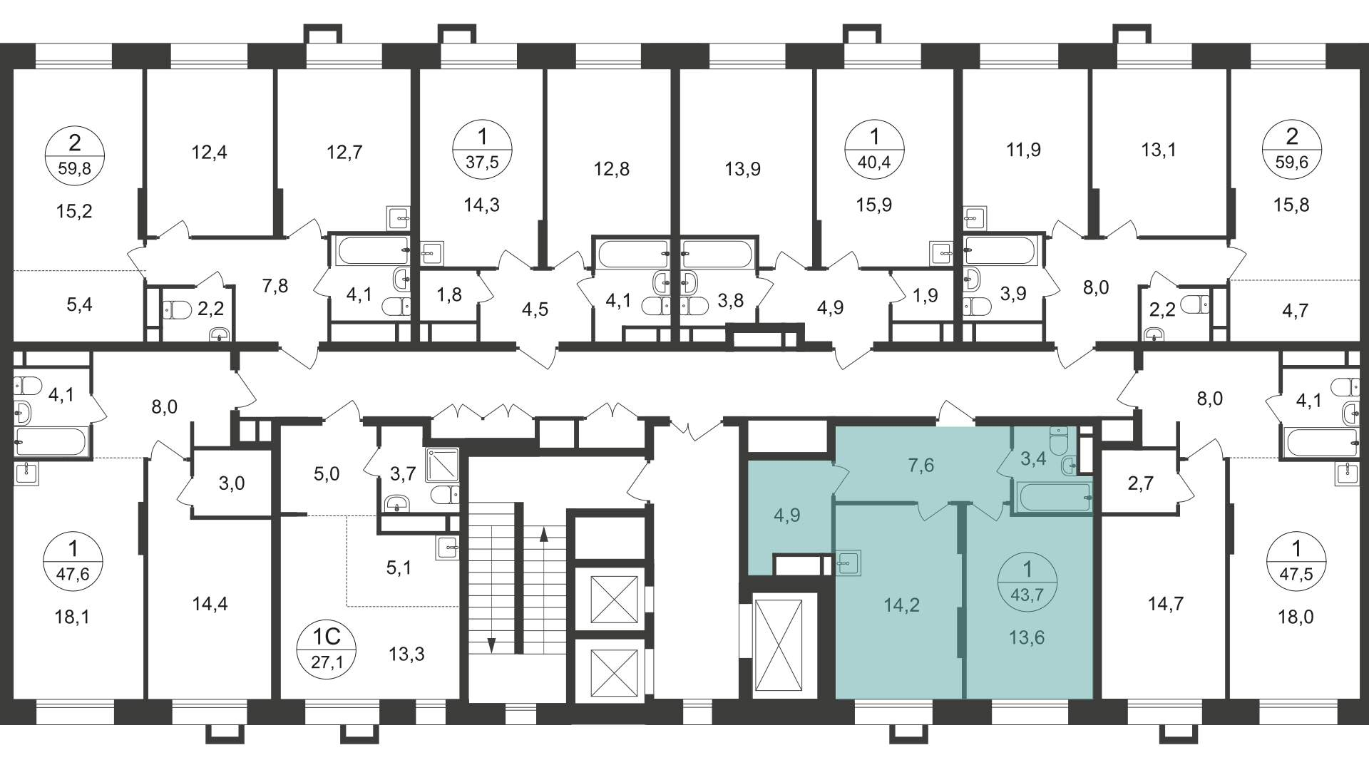 Продажа 1-комнатной новостройки, Московский, 7 фаза,  д.к1