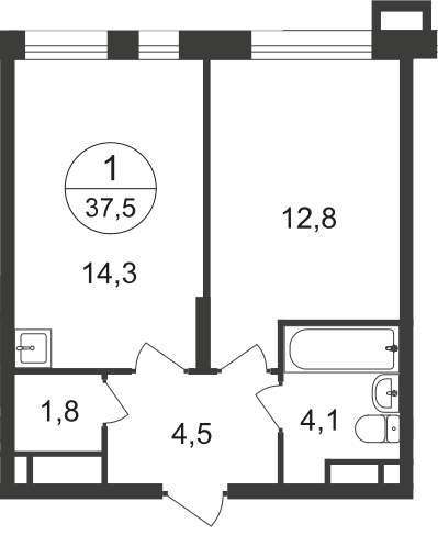 Продажа 1-комнатной новостройки, Московский, 7 фаза,  д.к1