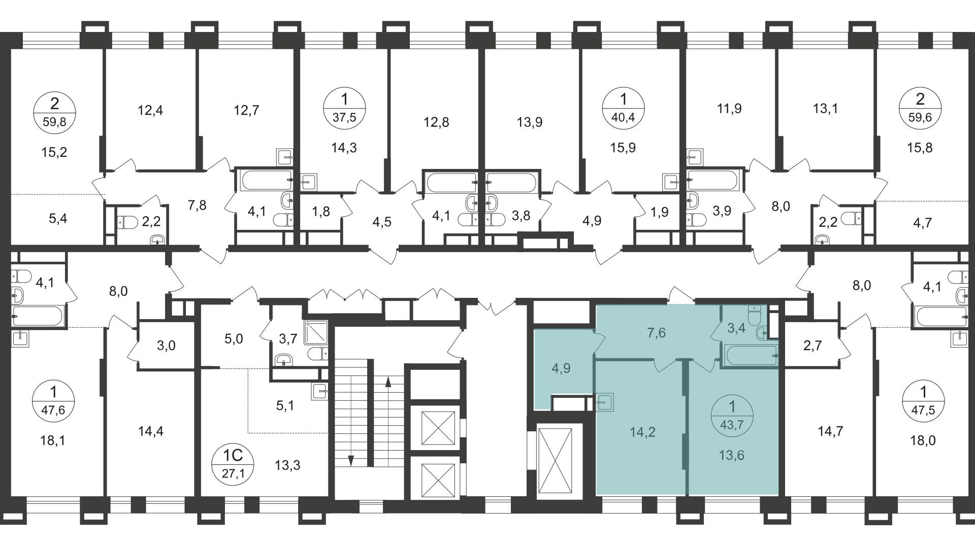 Продажа 1-комнатной новостройки, Московский, 7 фаза,  д.к1