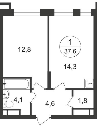 Продажа 1-комнатной новостройки, Московский, 7 фаза,  д.к1