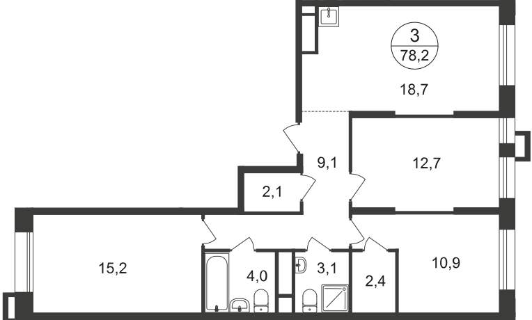 Продажа 3-комнатной новостройки, Московский, 7 фаза,  д.к1