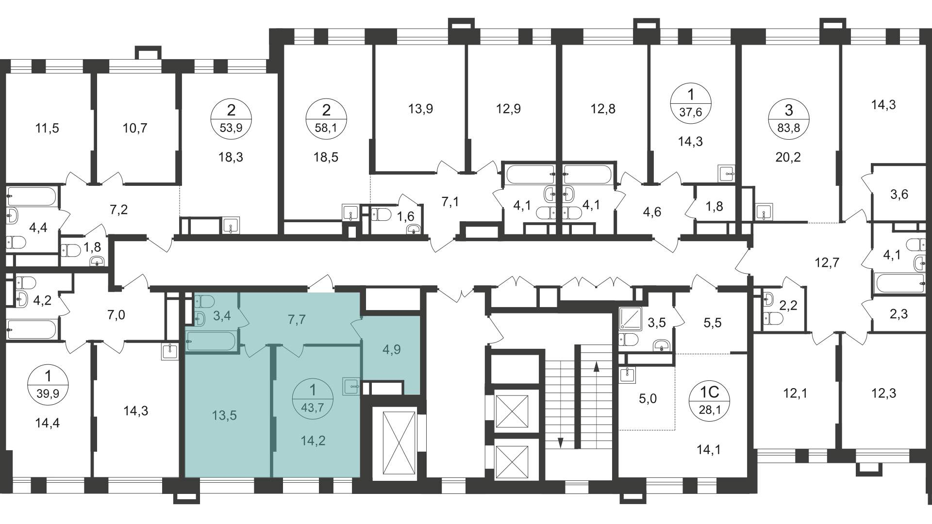 Продажа 1-комнатной новостройки, Московский, 7 фаза,  д.к1