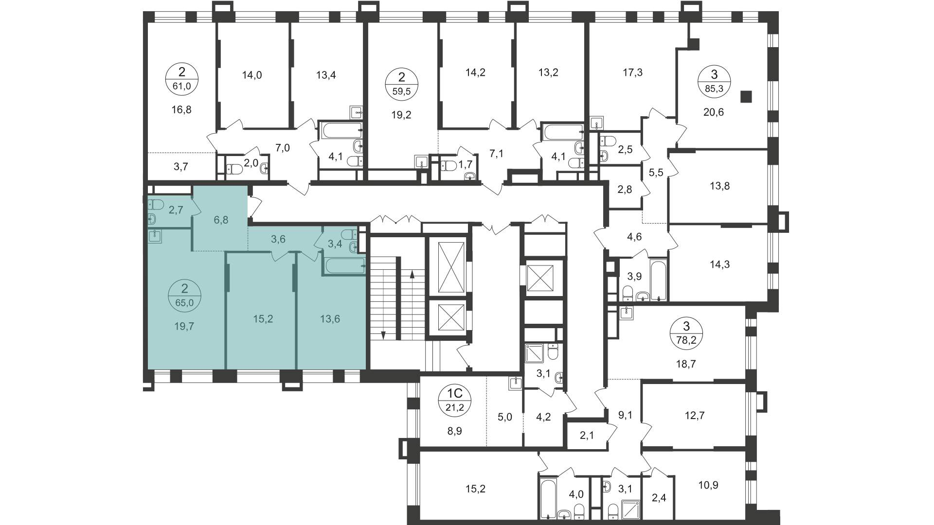 Продажа 2-комнатной новостройки, Московский, 7 фаза,  д.к1