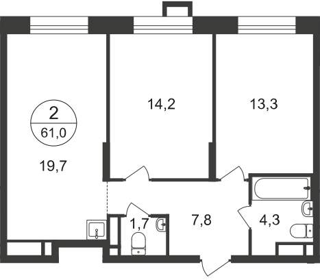 Продажа 2-комнатной новостройки, Московский, 7 фаза,  д.к1