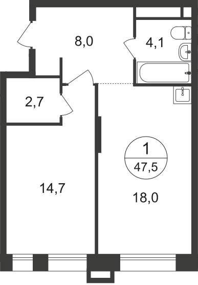 Продажа 1-комнатной новостройки, Московский, 7 фаза,  д.к1