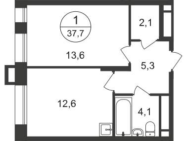 Продажа 1-комнатной новостройки, Московский, 7 фаза,  д.к1