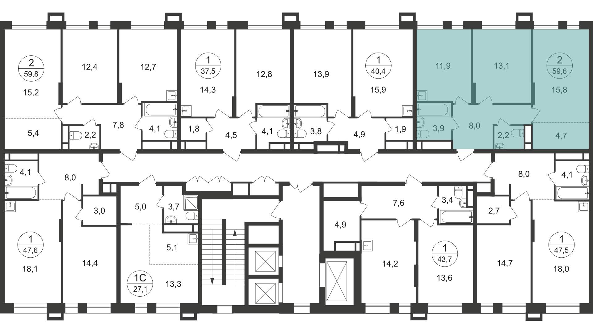 Продажа 2-комнатной новостройки, Московский, 7 фаза,  д.к1