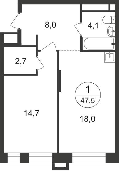 Продажа 1-комнатной новостройки, Московский, 7 фаза,  д.к1