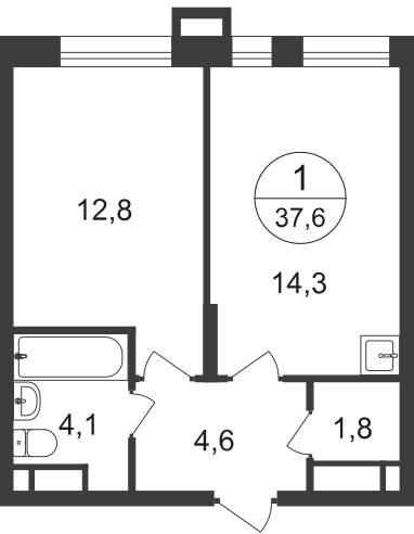 Продажа 1-комнатной новостройки, Московский, 7 фаза,  д.к1