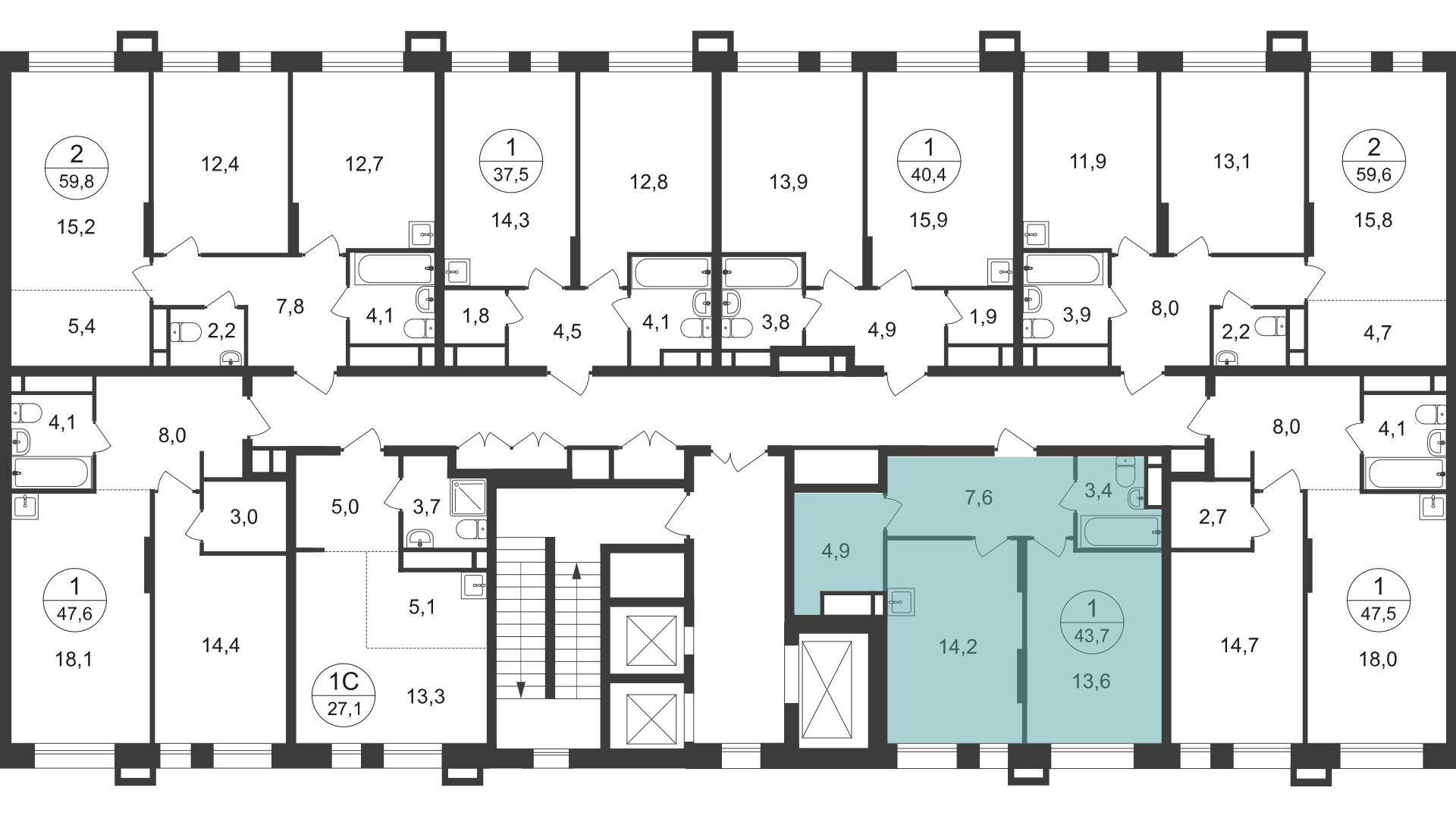 Продажа 1-комнатной новостройки, Московский, 7 фаза,  д.к1