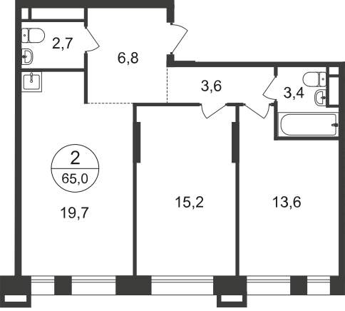 Продажа 2-комнатной новостройки, Московский, 7 фаза,  д.к1