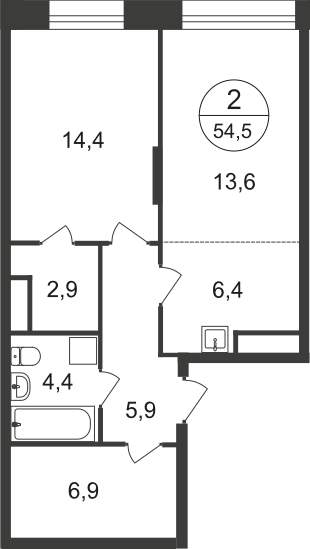 Продажа 2-комнатной новостройки, Московский, 11 фаза,  д.к4