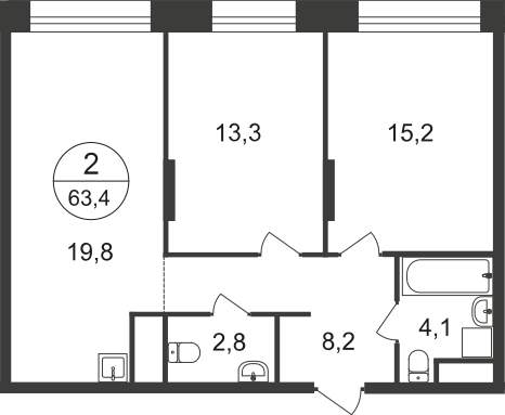 Продажа 2-комнатной новостройки, Московский, 11 фаза,  д.к4