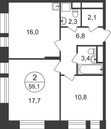 Продажа 2-комнатной новостройки, Московский, 11 фаза,  д.к4