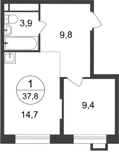 Продажа 1-комнатной новостройки, Московский, 7 фаза,  д.к2