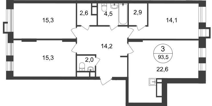 Продажа 3-комнатной новостройки, Московский, 7 фаза,  д.к2