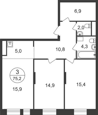 Продажа 3-комнатной новостройки, Московский, 11 фаза,  д.к4