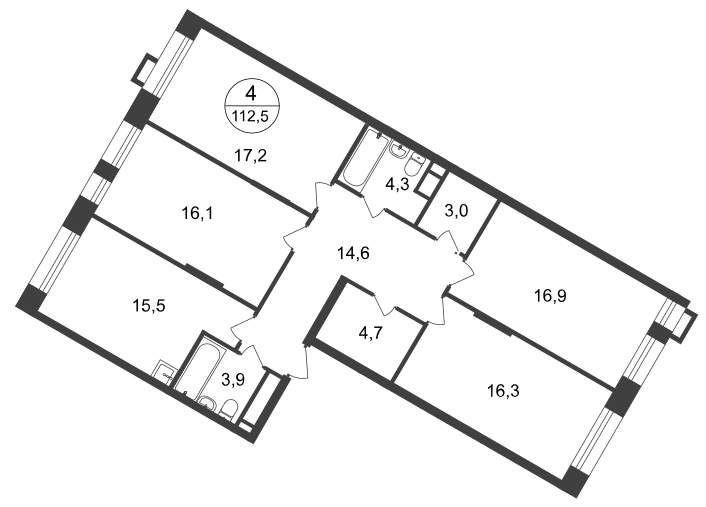 Продажа 4-комнатной новостройки, Московский, 7 фаза,  д.к2