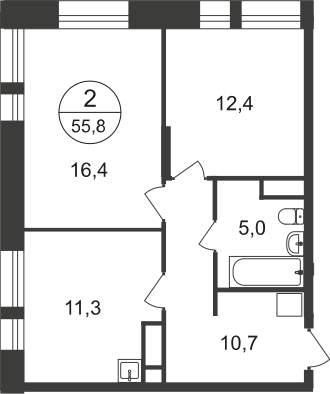 Продажа 2-комнатной новостройки, Московский, 11 фаза,  д.к4