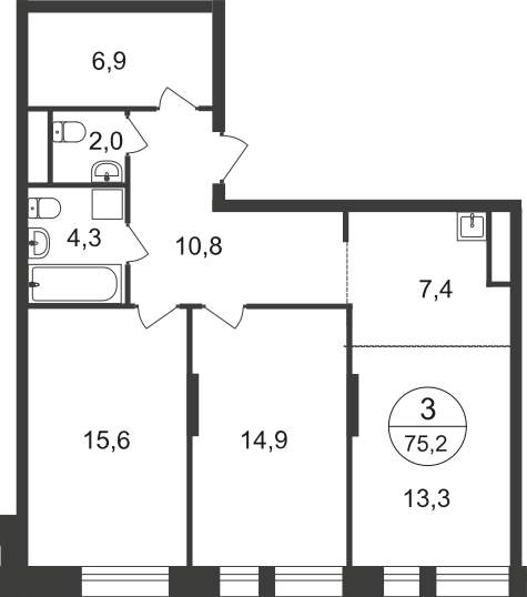 Продажа 3-комнатной новостройки, Московский, 11 фаза,  д.к4