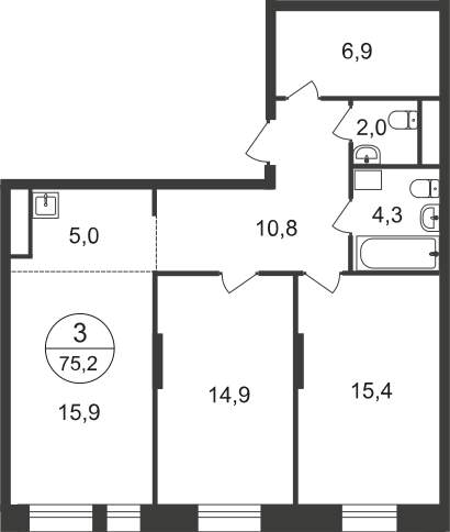 Продажа 3-комнатной новостройки, Московский, 11 фаза,  д.к4