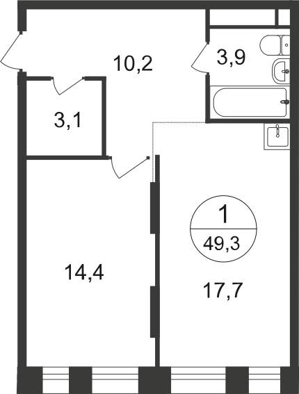 Продажа 1-комнатной новостройки, Московский, 7 фаза,  д.к2