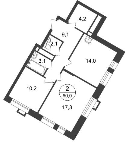 Продажа 2-комнатной новостройки, Московский, 7 фаза,  д.к2